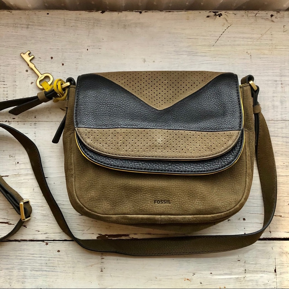 Fossil Peyton Double Flap Crossbody Olive Green